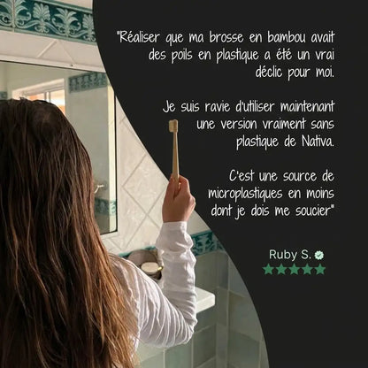 Brosse à dents en poils de sanglier ou crin de cheval (lot de 4)